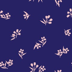 Blue Tropical Botanical Floral Seamless Pattern Background