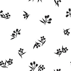 Fototapeta na wymiar Black and White Botanical Floral Seamless Pattern Background