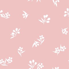Fototapeta na wymiar Pink Botanical Floral Seamless Pattern Background