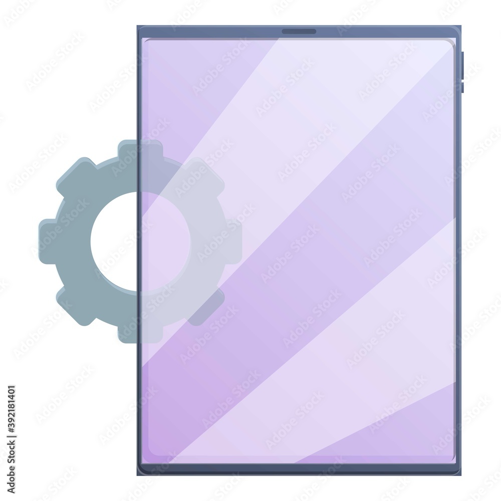 Poster system update tablet icon. cartoon of system update tablet vector icon for web design isolated on wh