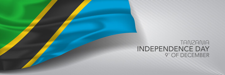 Tanzania independence day vector banner, greeting card