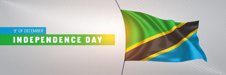 Tanzania happy independence day greeting card, banner vector illustration
