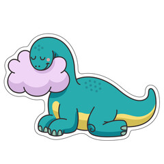 Sticker the sleeping dinosaur Diplodocus.