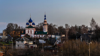 Obraz premium The Temple of the icon of the Mother of God Korsunskaya in the city of Uglich of the Yaroslavl region of Russia. Orthodox church