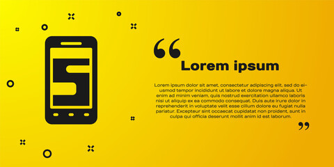Obraz premium Black New chat messages notification on phone icon isolated on yellow background. Smartphone chatting sms messages speech bubbles. Vector.