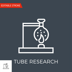 Tube Research Thin Line Vector Icon. Flat Icon Isolated on the Black Background. Editable Stroke EPS file. Vector illustration.