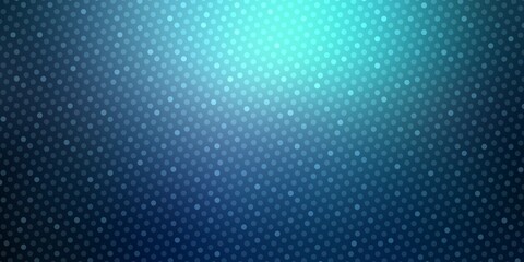 Deep blue background decorated shimmering dots mosaic pattern. Night disco party abstract template.