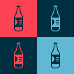 Pop art Bottle of water icon isolated on color background. Soda aqua drink sign. Vector.