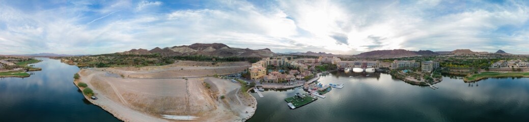 Fototapeta na wymiar Aerial view of the beautiful Lake Las Vegas area