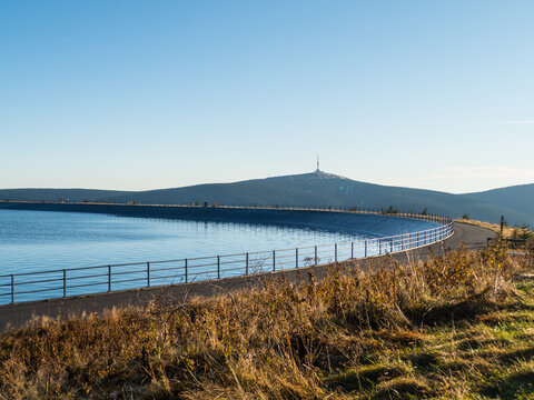 upper reservoir of dlouhe strane water power plant in jeseniky in czechia