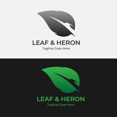 Leaf and Heron Silhouette Logo