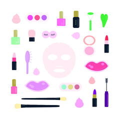 Make-up cosmetic and beauty treatment products vector