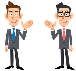 案内する2人のビジネスマン　全身
