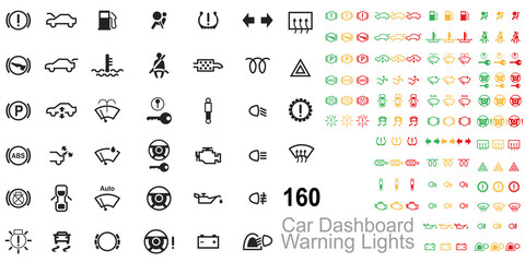 Car dashboard warning lights. Comprehensive Guide To Dashboard Warning Lights. warning lights icon vector.
- 392186646
