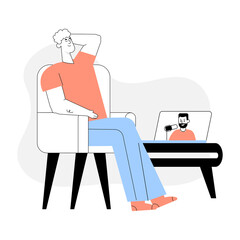 Subscriber watching education tutorial video of blogger