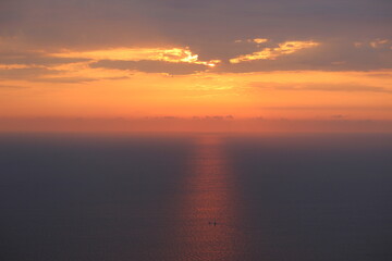 fiery sunset at sea