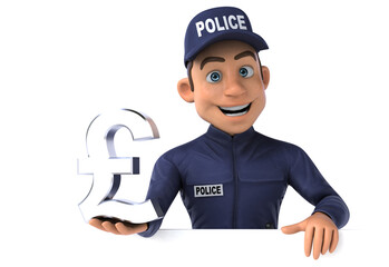 Fun 3D illustration of a cartoon Police Officer