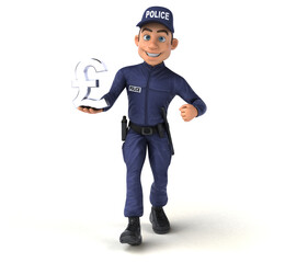 Fun 3D illustration of a cartoon Police Officer