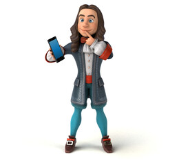 3D Illustration of a cartoon man in historical baroque costume