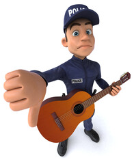 Fun 3D illustration of a cartoon Police Officer