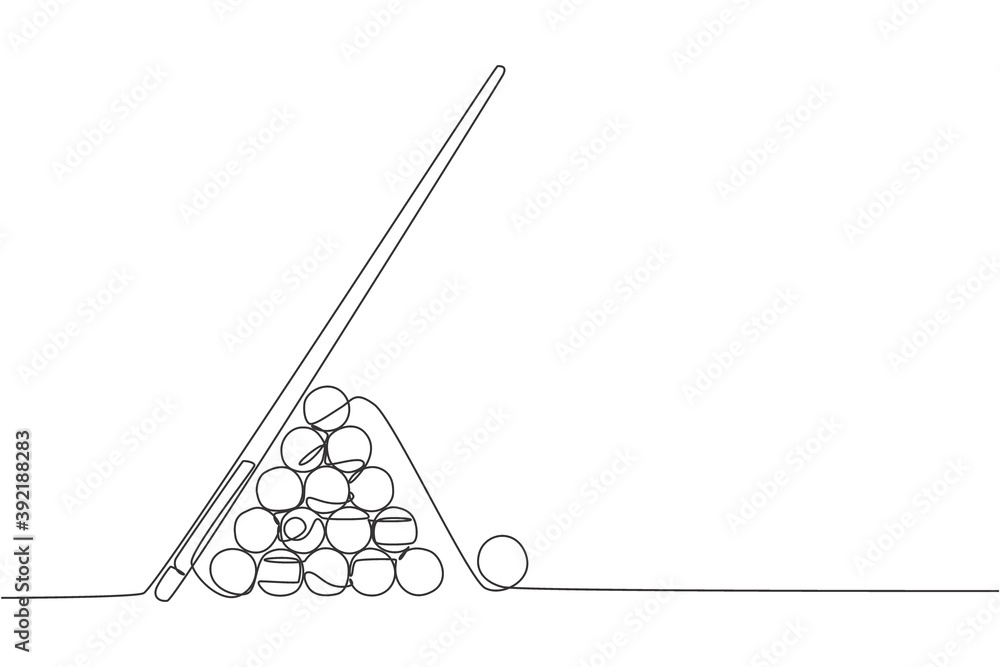 Aufkleber one continuous line drawing of triangle pyramid balls stack for pool billiards game at billiard room