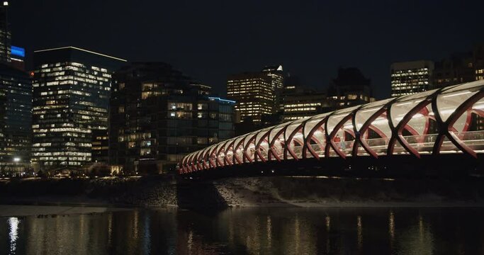 Peace Bridge at Night in Calgary Alberta Canada
