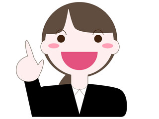 シンプルでかわいいスーツを着たフォーマルな女性の表情イラストシリース