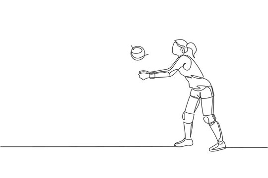 volleyball player in continuous line art clip art preview