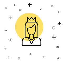 Black line Princess icon isolated on white background. Random dynamic shapes. Vector.