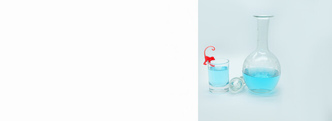 blue alcoholic drink in a decanter. Cocktail with blue gin , tonic