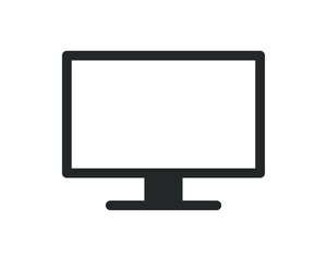 Monitor screen vector icon. Television panel flat symbol. Widescreen tv sign. Computer desktop display logo. Clip-art silhouette isolated on white background.