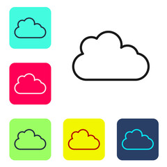 Black line Cloud icon isolated on white background. Set icons in color square buttons. Vector.