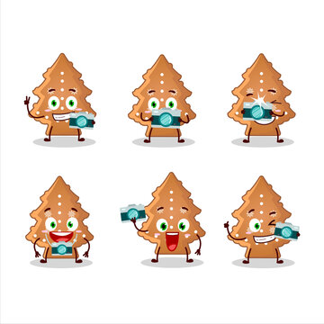 Photographer profession emoticon with cookies tree cartoon character