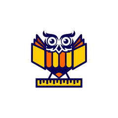 modern book shape owl educational sign vector icon