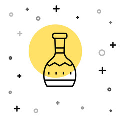 Black line Tequila bottle icon isolated on white background. Mexican alcohol drink. Random dynamic shapes. Vector.