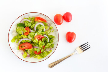 Vegetable salad isolated on white background
