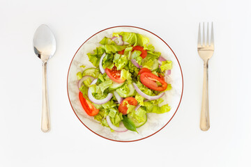 Vegetable salad isolated on white background