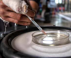 visual experiments in physics and chemistry from the school curriculum.  equipment for experiments. school laboratory. Gas mixer. Stylized photo. complex of equipment in operation. Selective focus. Sc