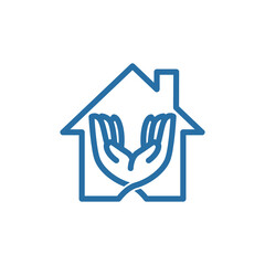 modern minimalist home care open hands vector icon