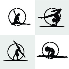 Set of elegant gymnast's silhouettes.
