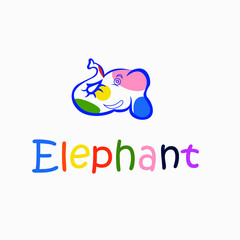 Colorful Elephant head logo concept design vector
