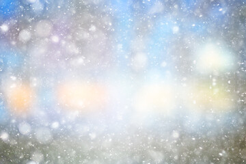 abstract blue background snow snowflakes, new year, glow design