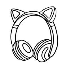 Stereo cat headphone outline isolated om white background