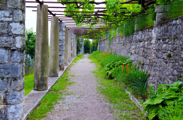 Lobby, nature, park, stones, path.