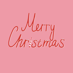 Christmas clipart, lettering on a pink background. Vector clipart.