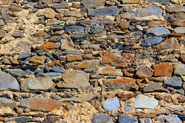 Stoned pattern for a background. Old wall of a house.