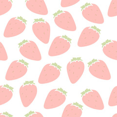 Seamless pattern. Strawberries are gently pinkish in color. Vector. Decor element. Suitable for wrapping paper, postcards, wallpapers or textiles.