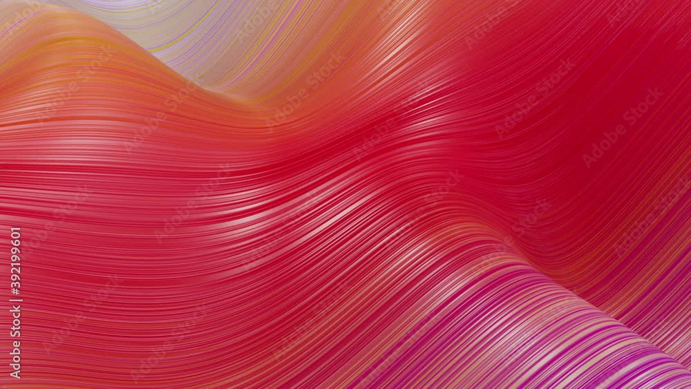 Aufkleber beautiful abstract background of waves on surface, red yellow color gradients, extruded lines as str