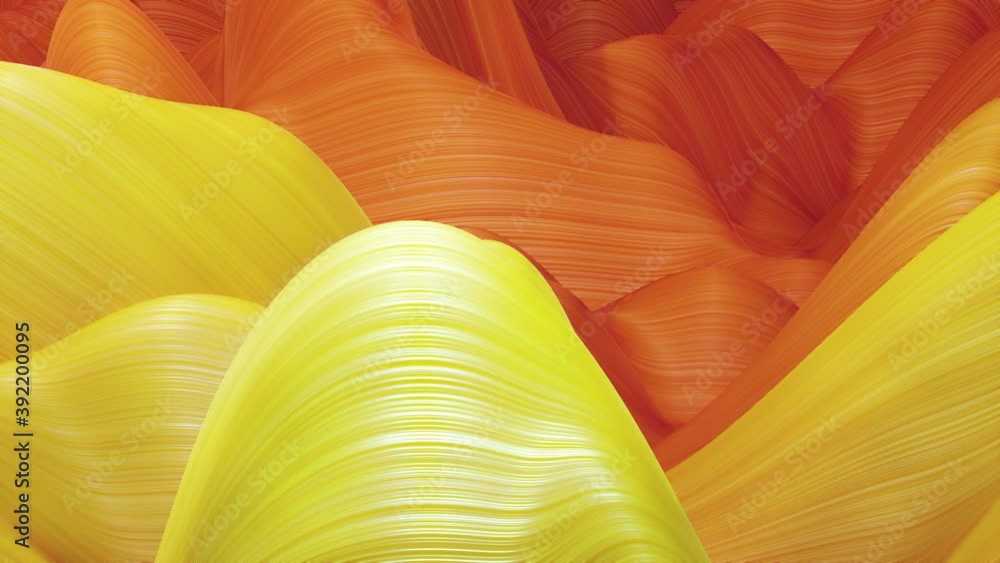 Poster beautiful abstract background of waves on surface, color gradients, extruded lines as striped fabric