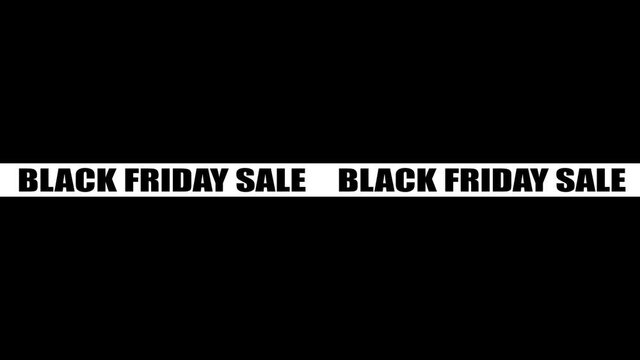 Running line of words white letters on a black background Black Friday Sale. 4K sales holiday banner
